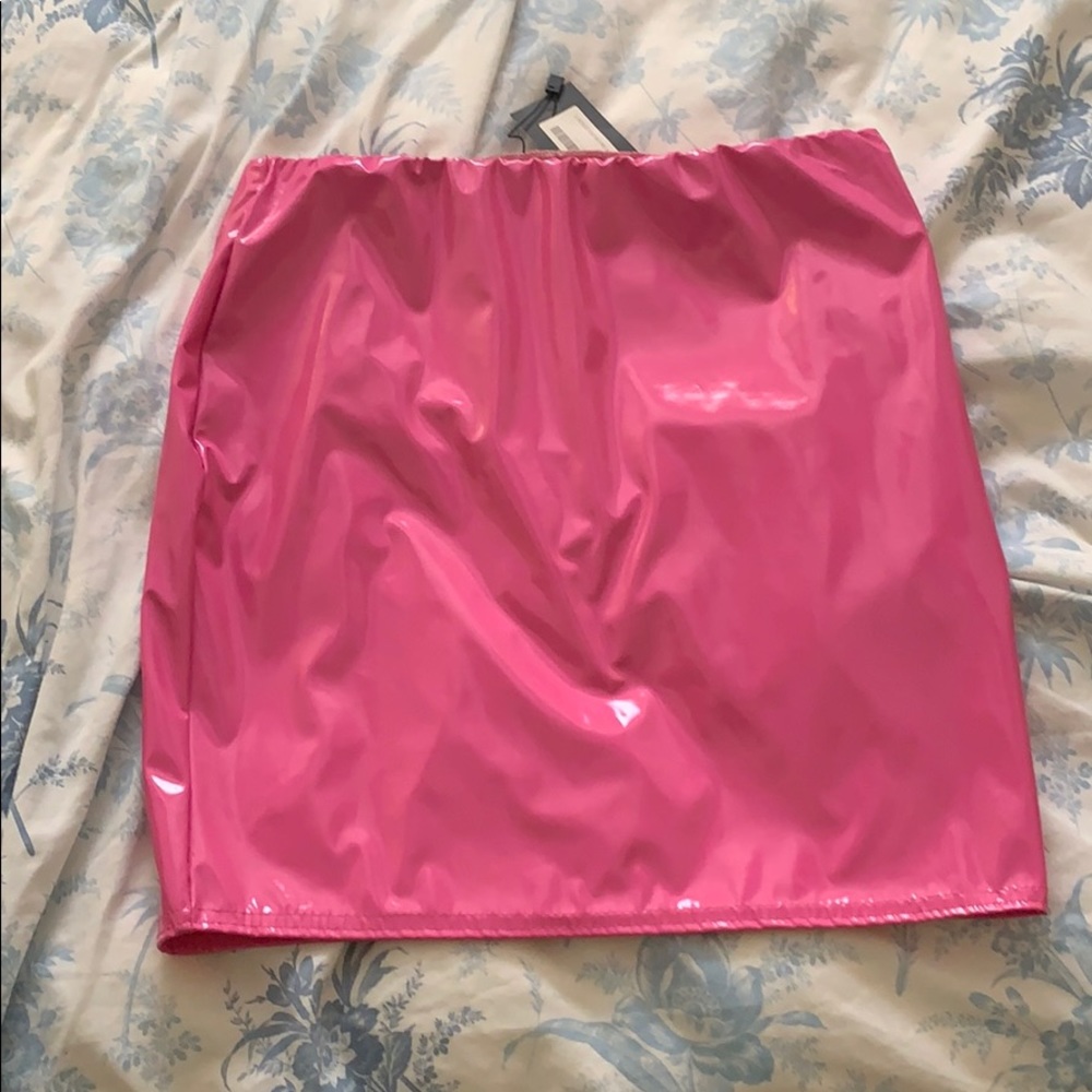 Nasty gal vinyl pink skirt